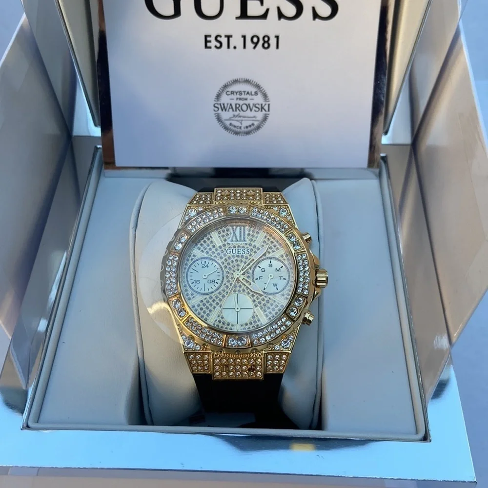 New GUESS 39.5mm Watch With Crystal by Swarovski